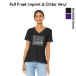 GDW Elementary Ladies Short Sleeve V-Neck Tee with Glitter Vinyl
