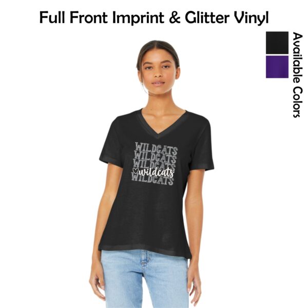 GDW Elementary Ladies Short Sleeve V-Neck Tee with Glitter Vinyl