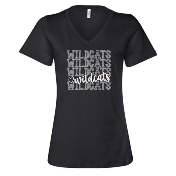 GDW Elementary Ladies Short Sleeve V-Neck Tee with Glitter Vinyl - Image 2