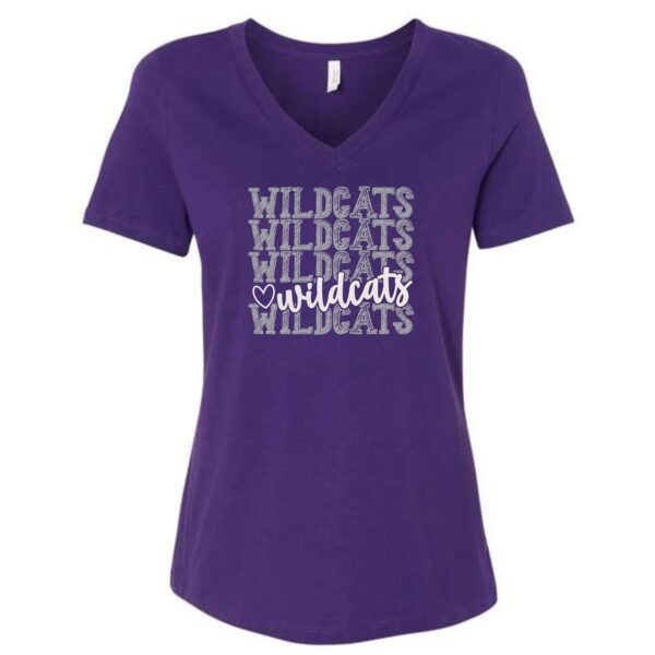 GDW Elementary Ladies Short Sleeve V-Neck Tee with Glitter Vinyl - Image 3