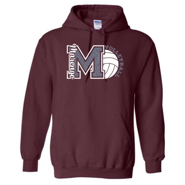 MCHS Volleyball Hooded Sweatshirt with Glitter - Image 3