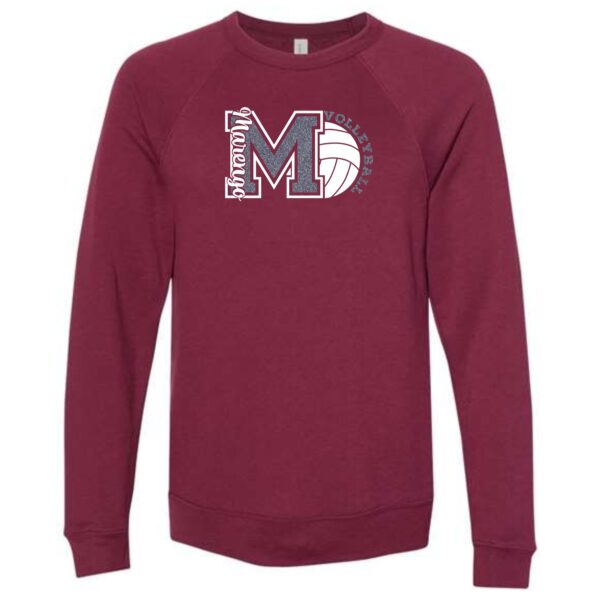 MCHS Volleyball BELLA + CANVAS Crewneck Sweatshirt with Glitter - Image 3