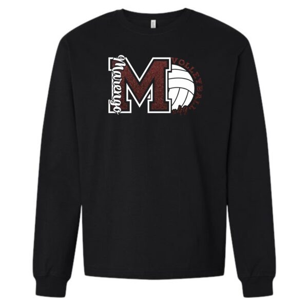 MCHS Volleyball BELLA + CANVAS Heavyweight Long Sleeve Tee with Glitter - Image 2