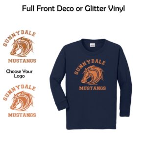 Sunnydale Elementary Spiritwear Youth Long Sleeve T-Shirt with Deco or Glitter Vinyl