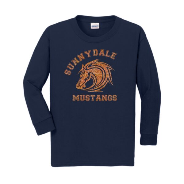 Sunnydale Elementary Spiritwear Youth Long Sleeve T-Shirt with Deco or Glitter Vinyl - Image 2