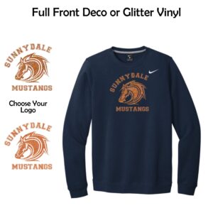 Sunnydale Elementary Spiritwear Adult Nike Crew with Deco or Glitter Vinyl