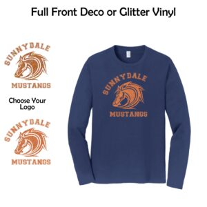 Sunnydale Elementary Spiritwear Adult Long Sleeve Tee with Deco or Glitter Vinyl