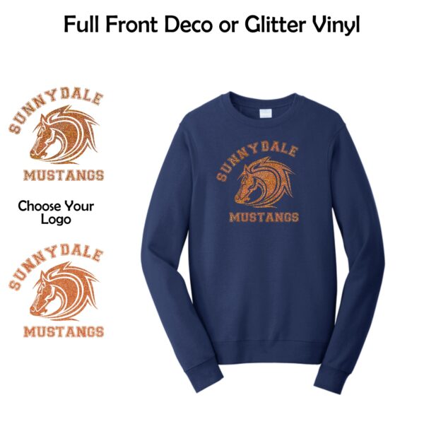 Sunnydale Elementary Spiritwear Adult Crewneck Sweatshirt with Deco or Glitter Vinyl