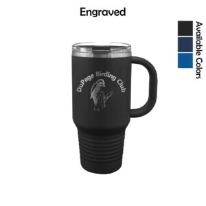 DuPage Birding Club Engraved Travel Mug with Snap Lid & Straw