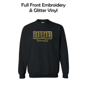 Harvard HS Bowling Crewneck Sweatshirt with Embroidery & Glitter Vinyl