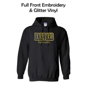 Harvard HS Bowling Hooded Sweatshirt with Embroidery & Glitter Vinyl
