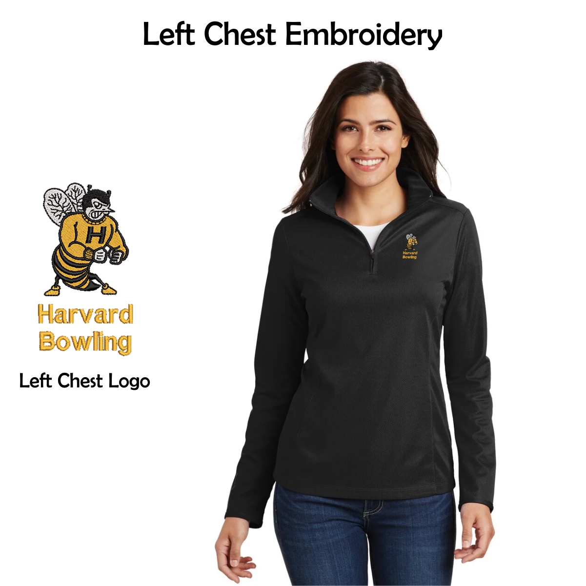 Harvard HS Bowling Ladies Pinpoint Mesh 1/2-Zip
