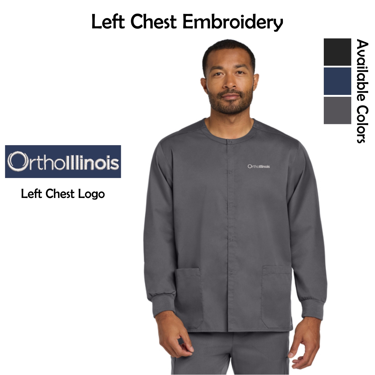 OrthoIllinois Unisex Wink® WorkFlex Snap-Front Scrub Jacket