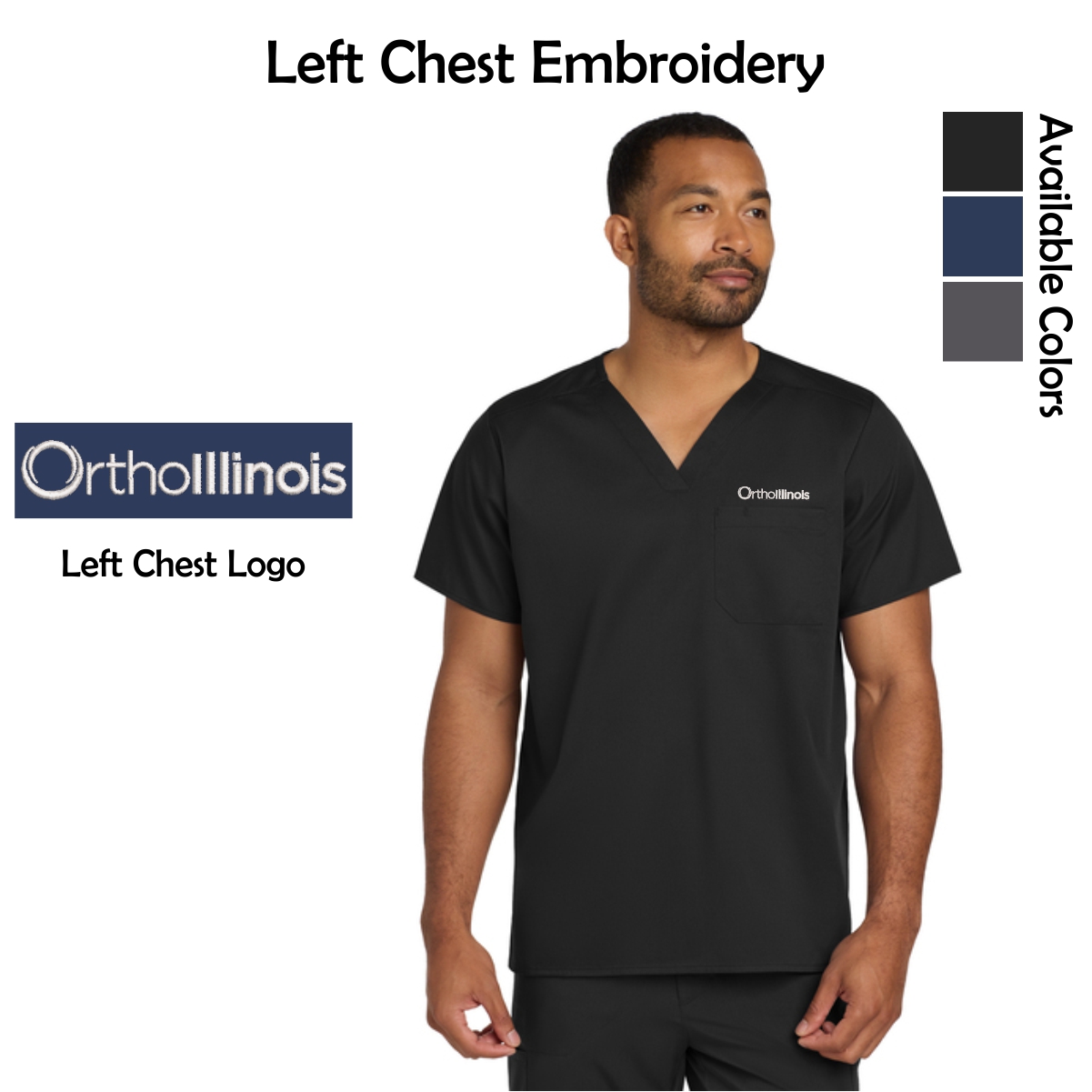 OrthoIllinois Unisex Wink® WorkFlex Chest Pocket V-Neck Top