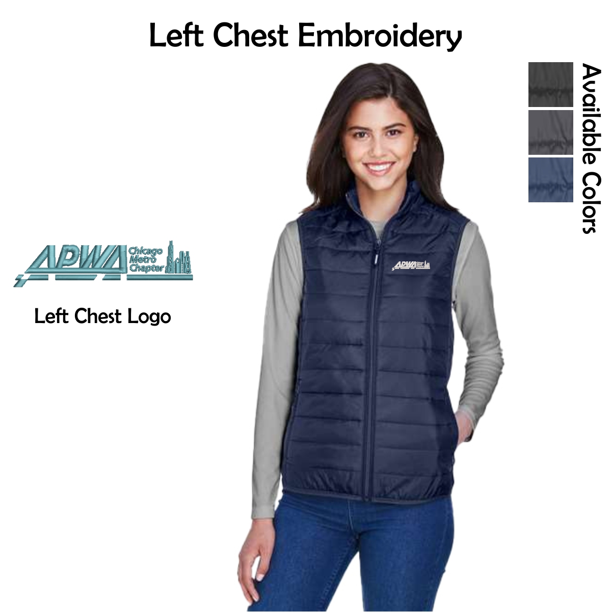 APWA Chicago Metro Ladies CORE365 Packable Puffer Vest