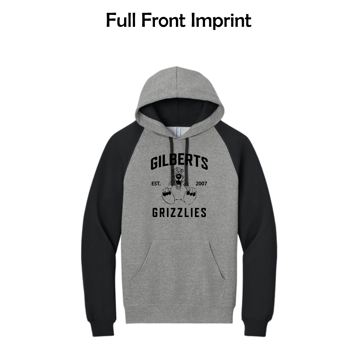 Gilberts Elementary School Adult Colorblock Raglan Hoodie Sweatshirt with Logo 1