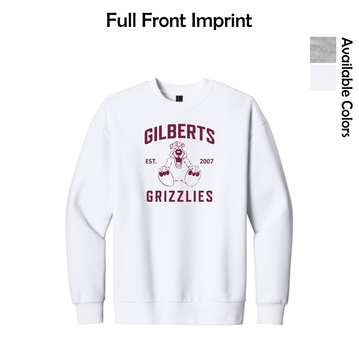 Gilberts Elementary School Adult District Heavyweight Fleece Crew (Oversized fit) with Logo 1