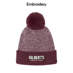Gilberts Elementary School Heather Pom Beanie with Embroidery
