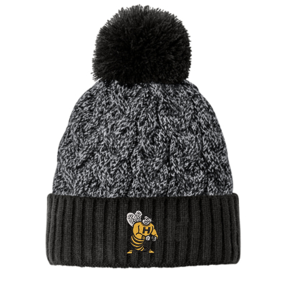 Harvard HS Bowling New Era Marled Knit Pom Beanie - Image 2
