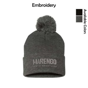Marengo Youth Wrestling Pom-Pom Cuffed Beanie