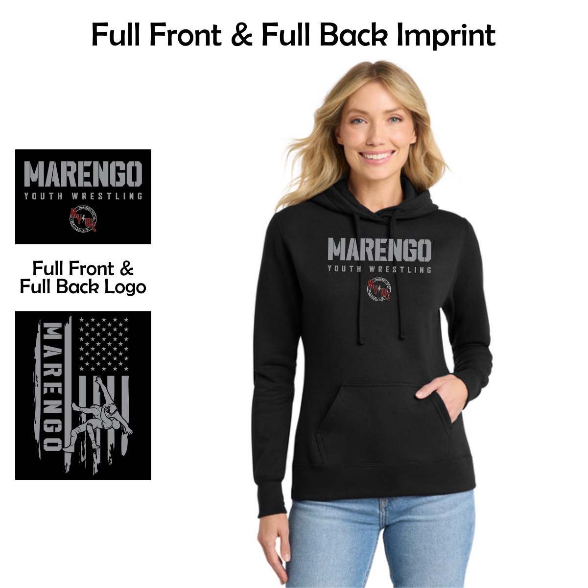 Marengo Youth Wrestling Ladies Hooded Sweatshirt