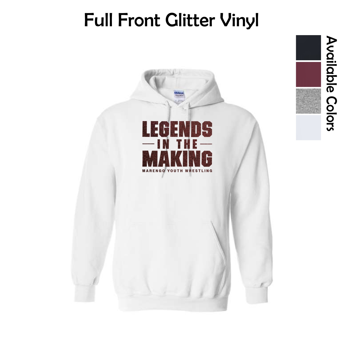 Marengo Youth Wrestling Adult & Youth Hooded Sweatshirt with Glitter Vinyl