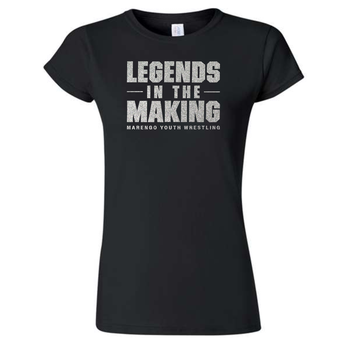 Marengo Youth Wrestling Ladies T-Shirt with Glitter Vinyl - Image 2