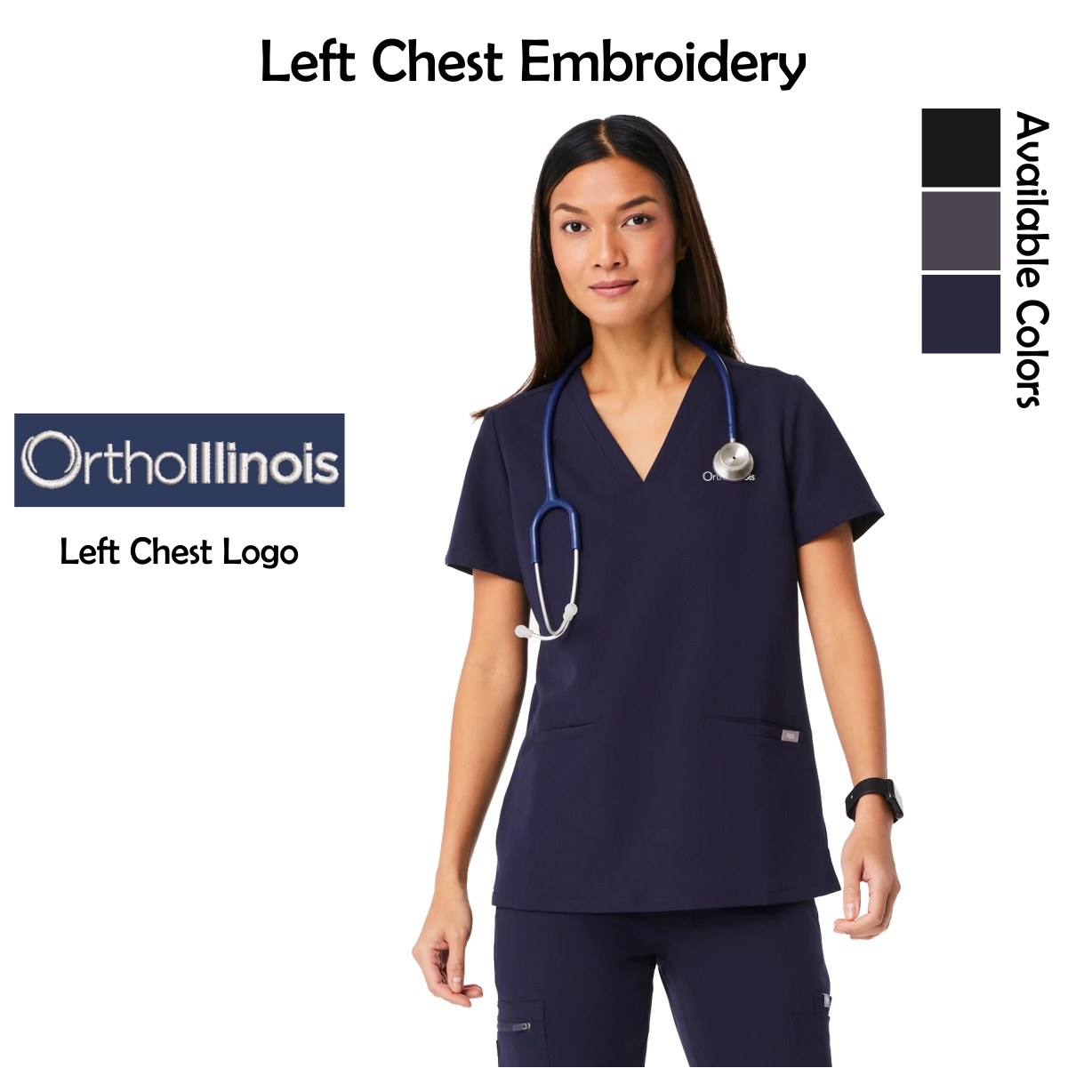 OrthoIllinois Women’s FIGS® Casma Three-Pocket Scrub Top
