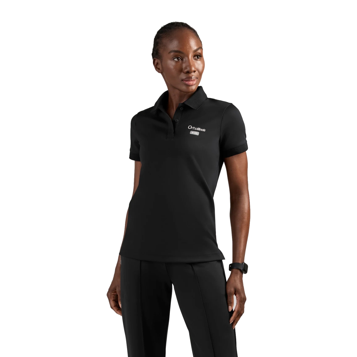 OrthoIllinois Women’s FIGS® Chelsea FORMx Slim Polo Scrub Top - Image 2