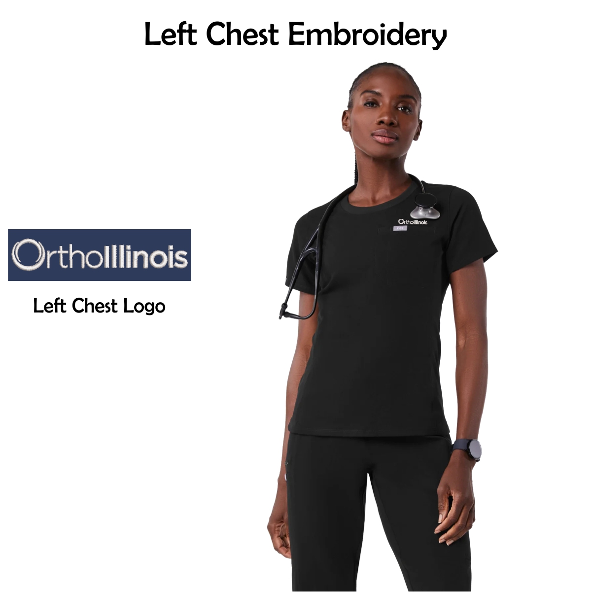 OrthoIllinois Women’s FIGS® Eliza Slim Crew Neck Scrub Top