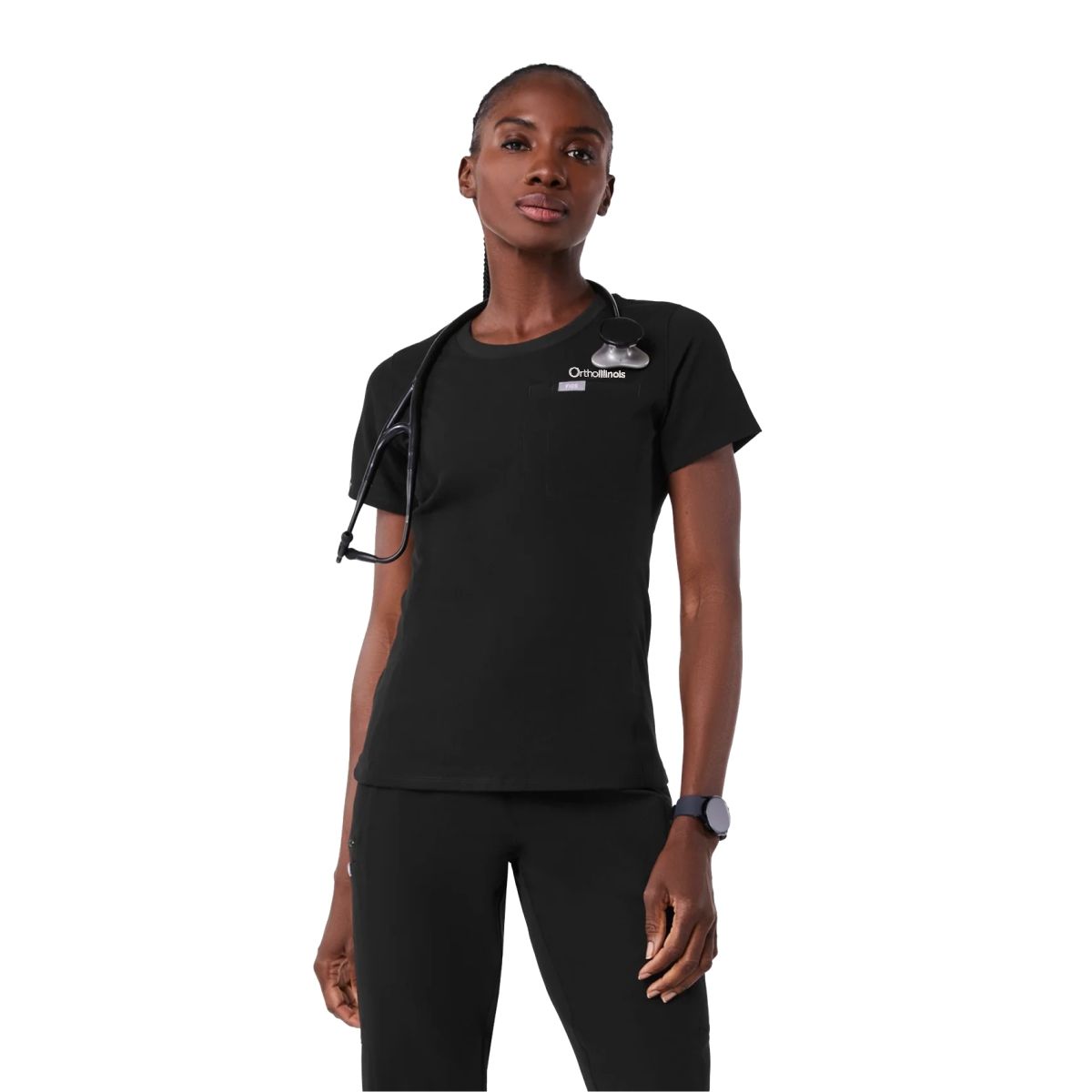 OrthoIllinois Women’s FIGS® Eliza Slim Crew Neck Scrub Top - Image 2