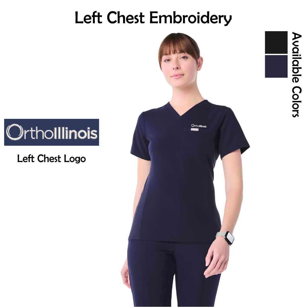 OrthoIllinois Women’s FIGS® Everly Slim V-Neck Scrub Top