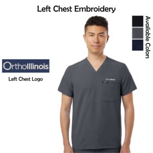 OrthoIllinois Men's Jaanuu Holmes Everyday 1-Pocket Scrub V-Neck Top