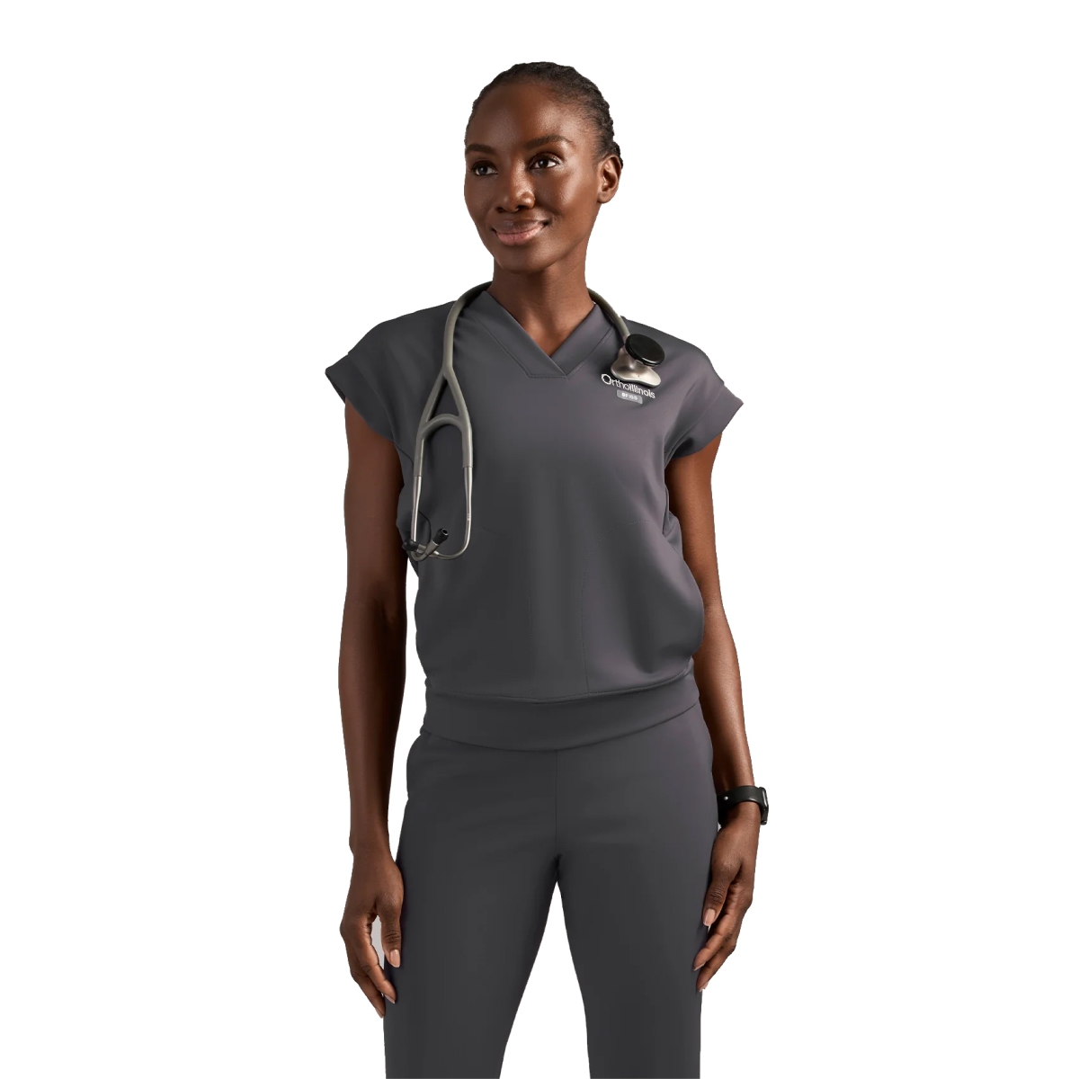OrthoIllinois Women’s FIGS® Mira FORMx V-Neck Scrub Top - Image 3