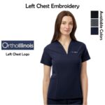 OrthoIllinois Women's Jaanuu Calix Fit & Flare Scrub V-Neck Top