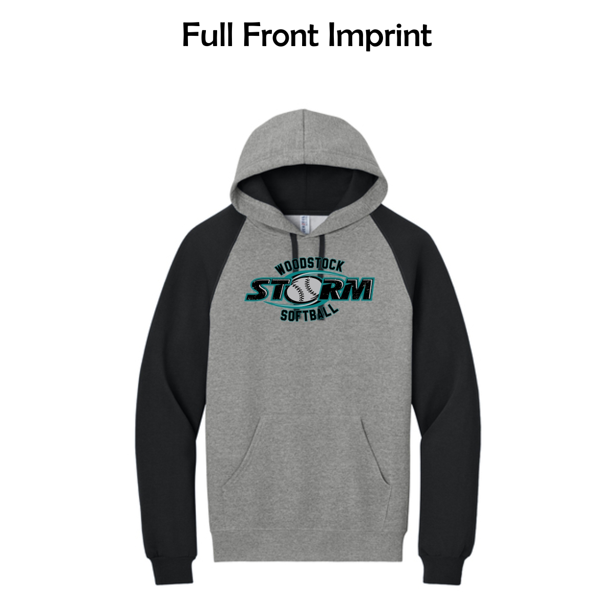 Woodstock Storm Softball Adult Raglan Hoodie Sweatshirt