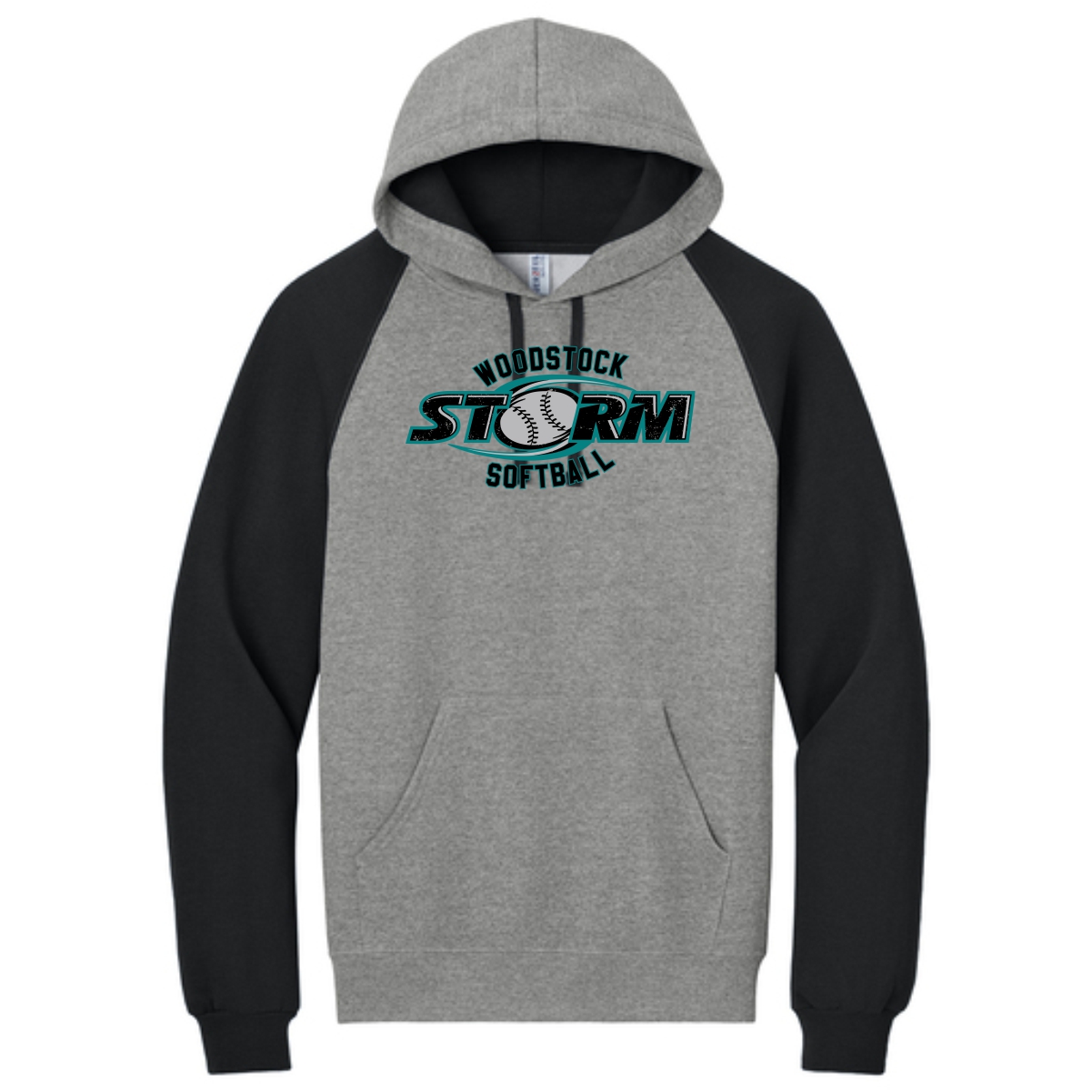 Woodstock Storm Softball Adult Raglan Hoodie Sweatshirt - Image 2