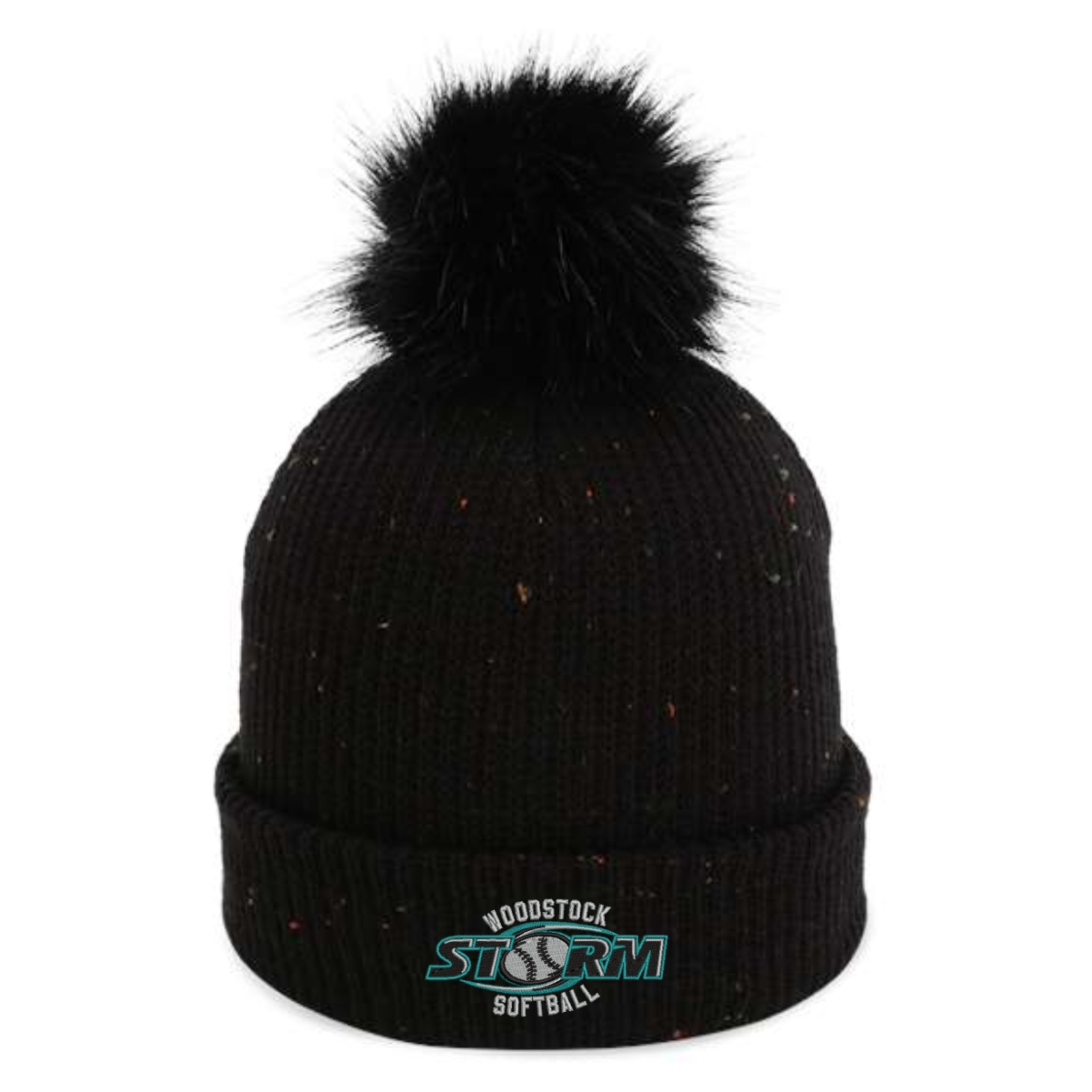 Woodstock Storm Softball Pom Cuffed Beanie - Image 2