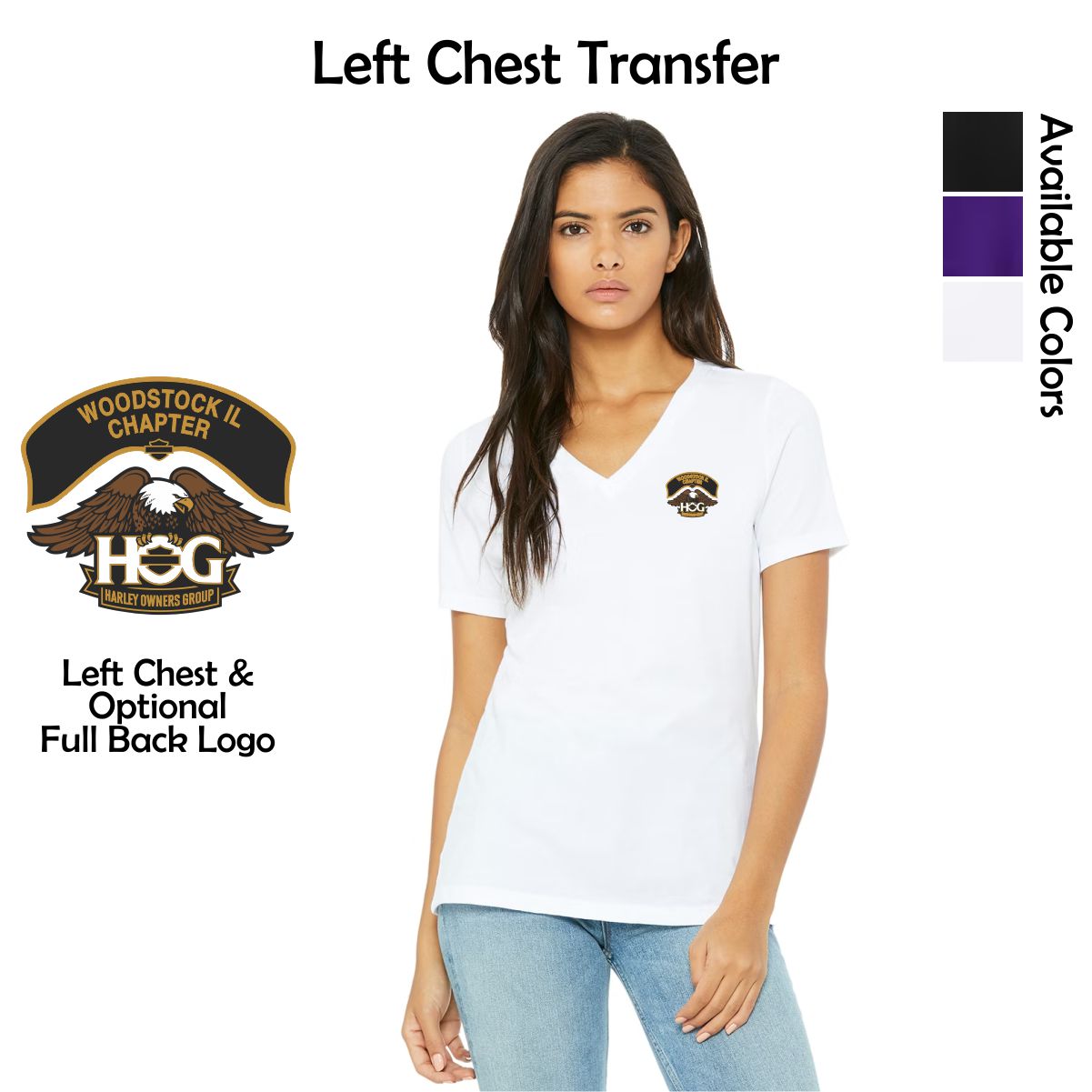 Woodstock HOG Ladies Relaxed Jersey V-Neck Tee