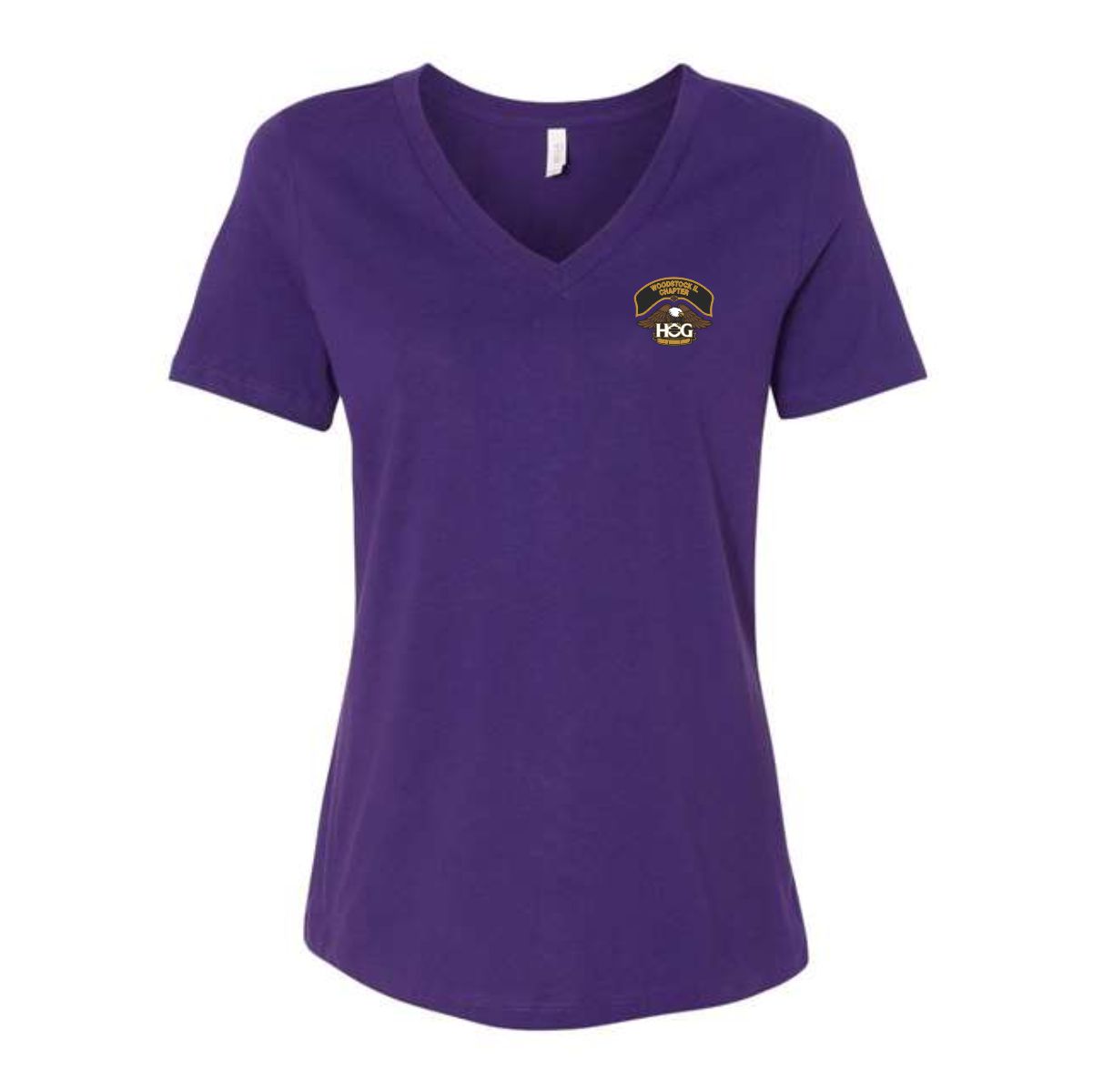 Woodstock HOG Ladies Relaxed Jersey V-Neck Tee - Image 4