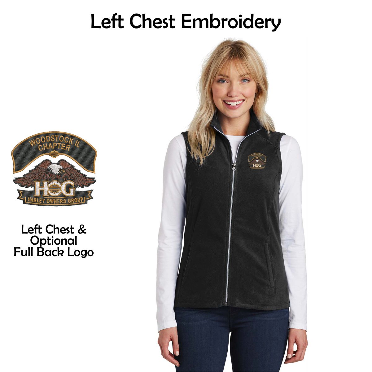 Woodstock HOG Ladies Microfleece Vest
