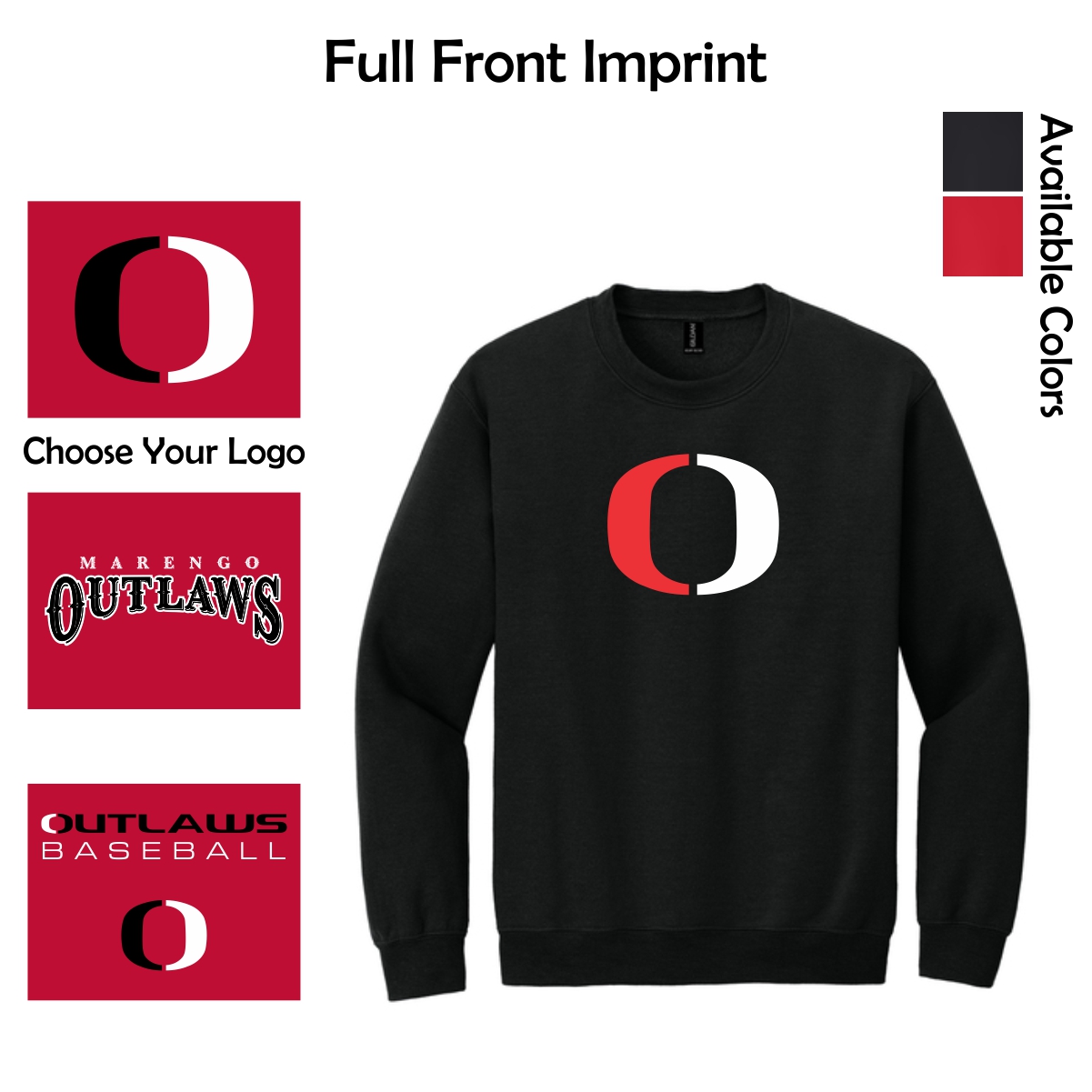 Marengo Outlaws Travel Baseball Adult & Youth Crewneck Sweatshirt