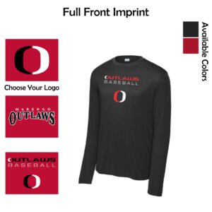 Marengo Outlaws Travel Baseball Adult & Youth Performance Long Sleeve Tee