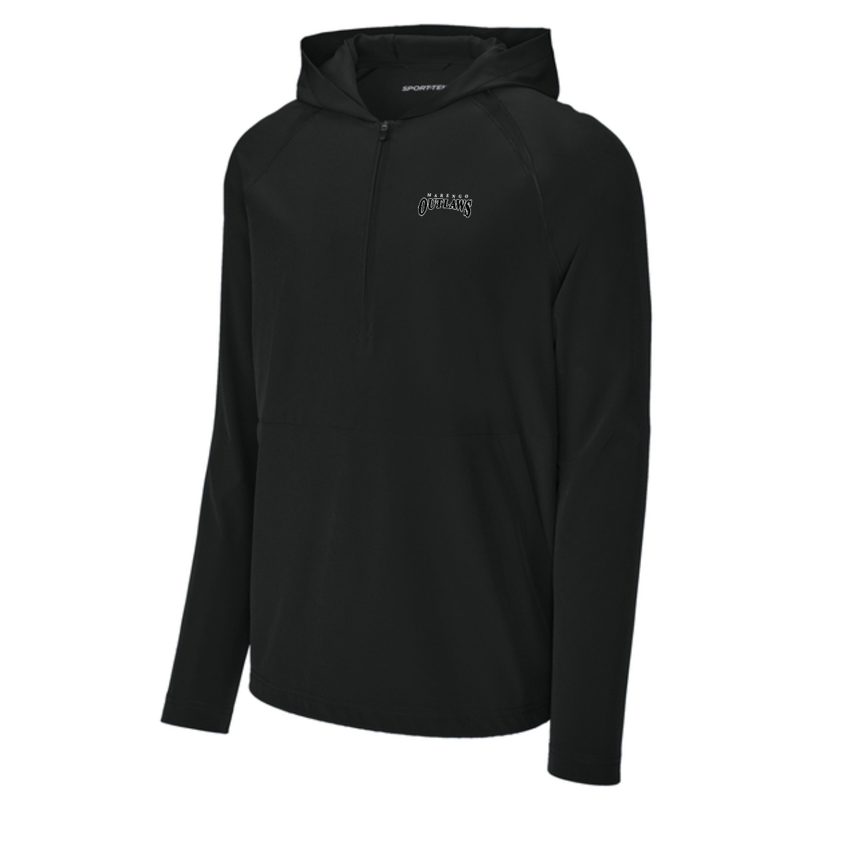 Marengo Outlaws Travel Baseball Adult 1/2-Zip Long Sleeve Hooded Jacket - Image 2