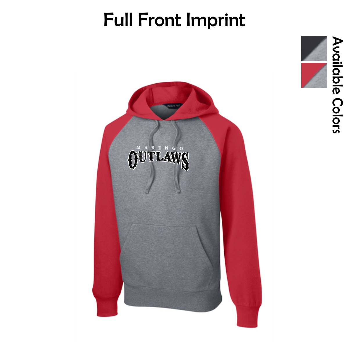 Marengo Outlaws Travel Baseball Adult Unisex Raglan Hooded Sweatshirt