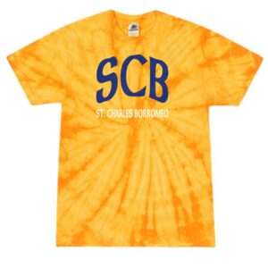 St. Charles Borromeo 02 Spiritwear Adult & Youth Tie-Dyed T-Shirt with Glitter Vinyl