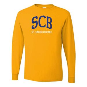 St. Charles Borromeo 02 Spiritwear Adult Long Sleeve T-Shirt with Glitter Vinyl