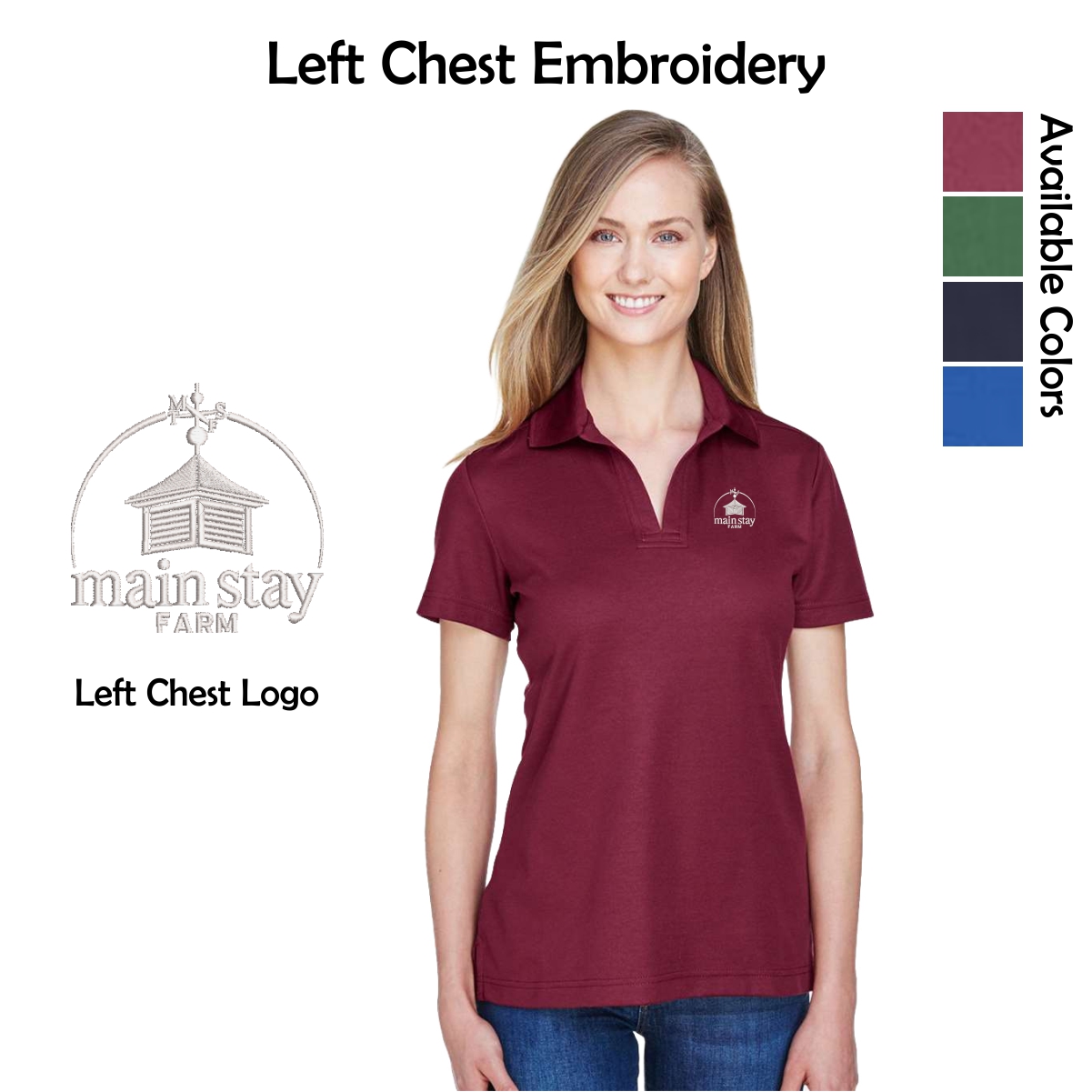 Main Stay Therapeutic Farm Ladies Performance Plaited Polo