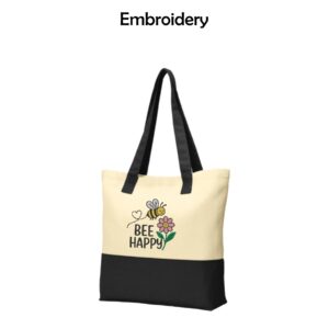 001 Bee Happy Colorblock Cotton Tote