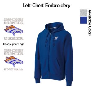 Genoa-Kingston Broncos Adult Full-Zip Hooded Sweatshirt